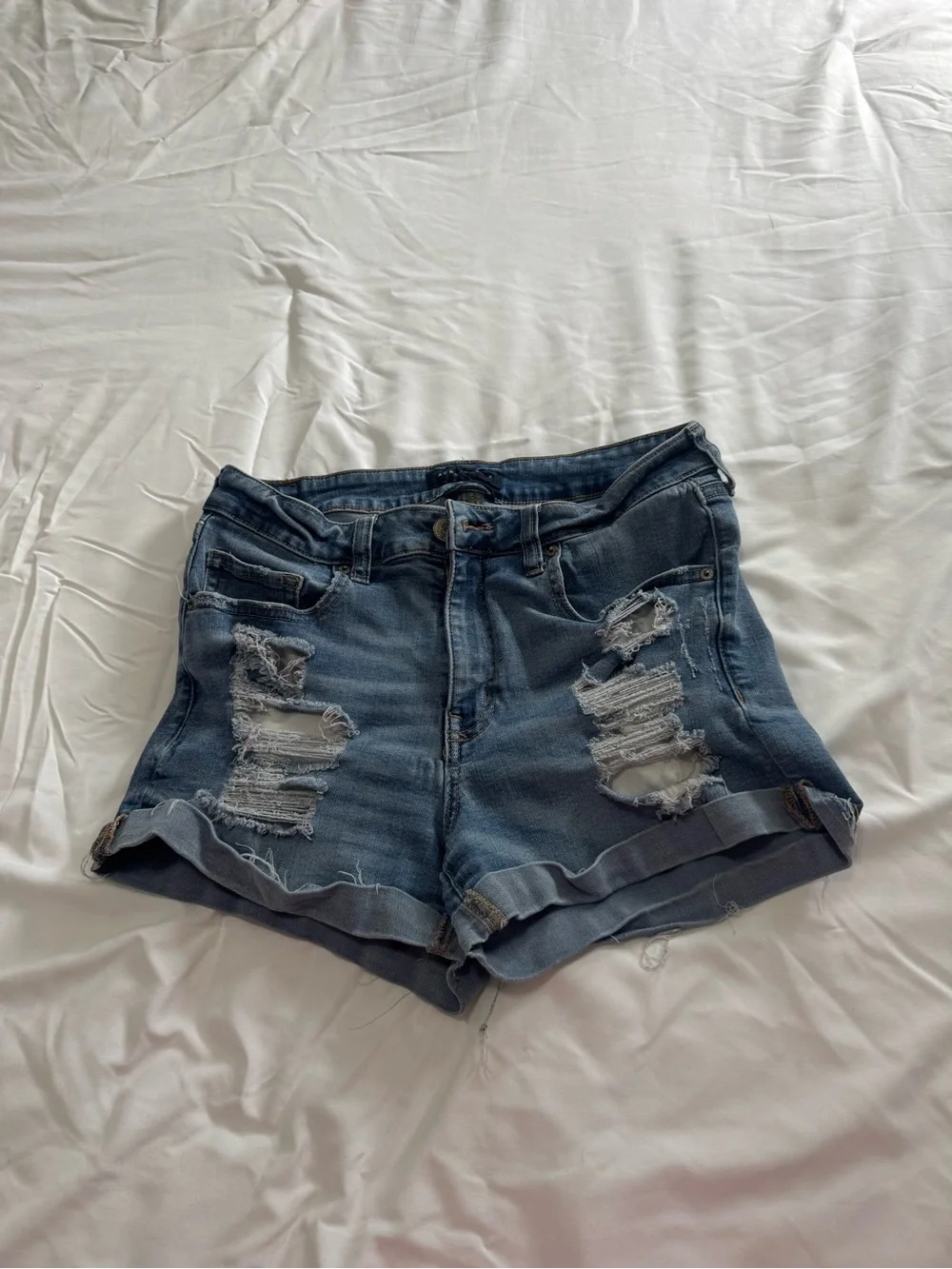 Aeropostale Distressed Light Blue Denim Shorts